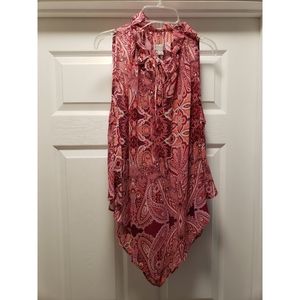 Belle + Sky Paisley Print Sheer Sleeveleas Top Size M NWOT